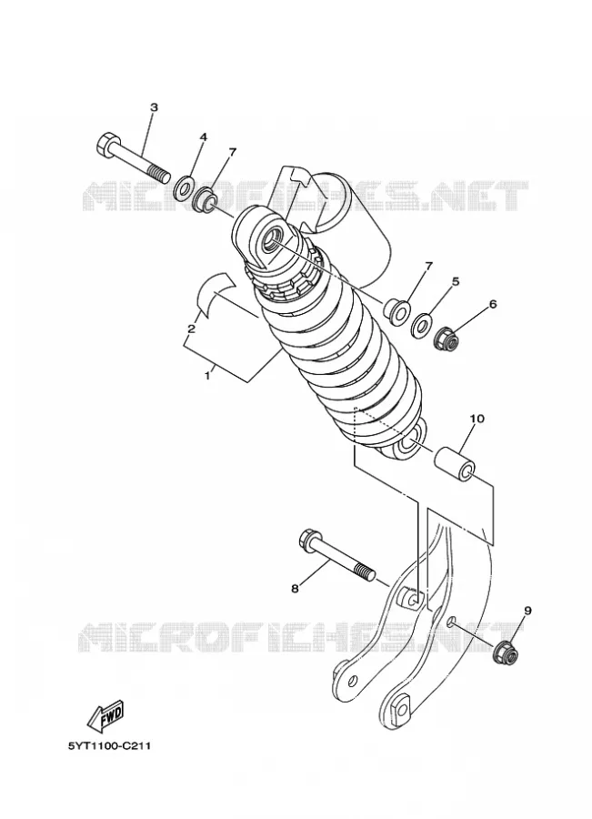 REAR SHOCK ABSORBER Yamaha QUAD 350 2012 RAPTOR  YFM350R