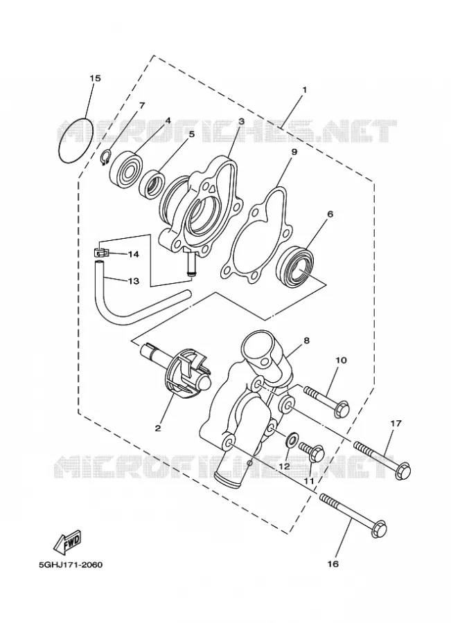 WATERPUMP / HOSES Yamaha QUAD 450 2007 WOLVERINE 4WD  YFM450FAS WOLVERINE 4WD