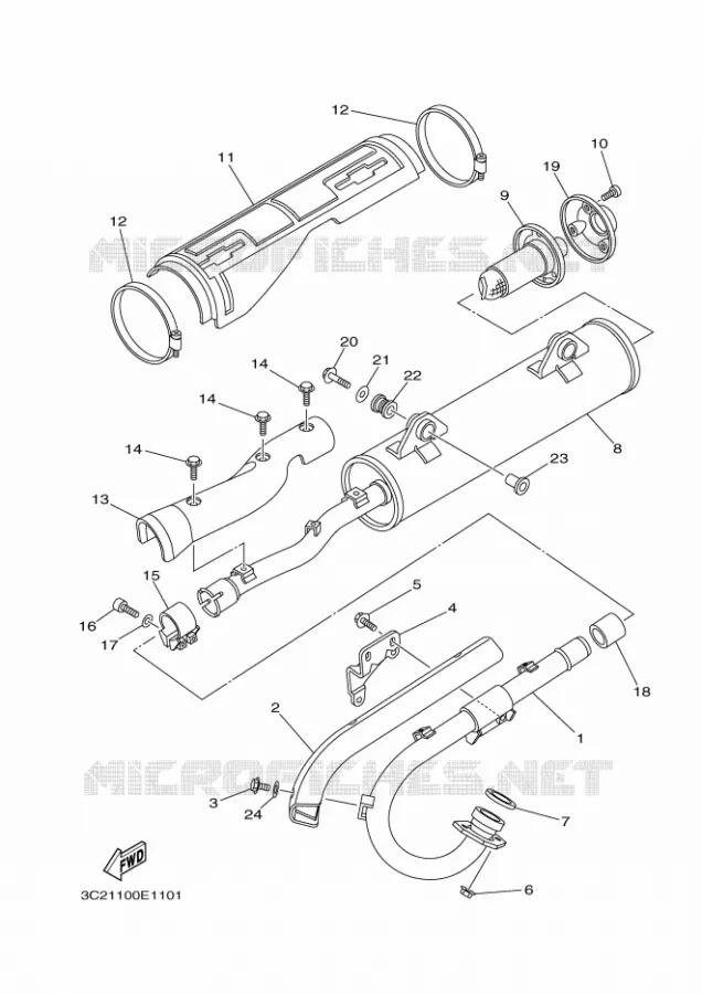 EXHAUST Yamaha QUAD 450 2009 WOLVERINE 4WD  YFM450FAS WOLVERINE 4WD