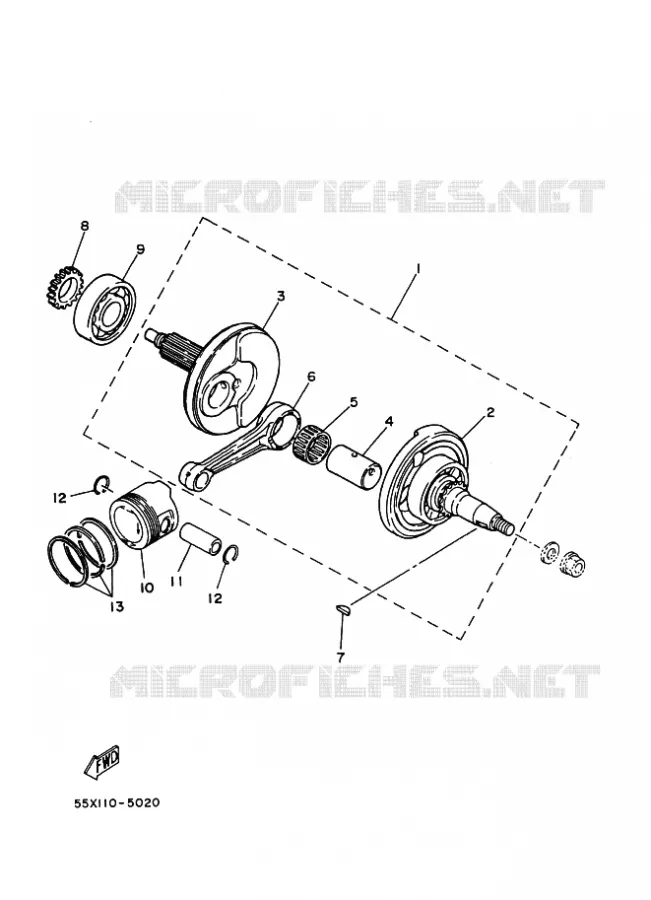CRANKSHAFT / PISTON Yamaha QUAD 50 2004 RAPTOR  YFM50 YFM50S
