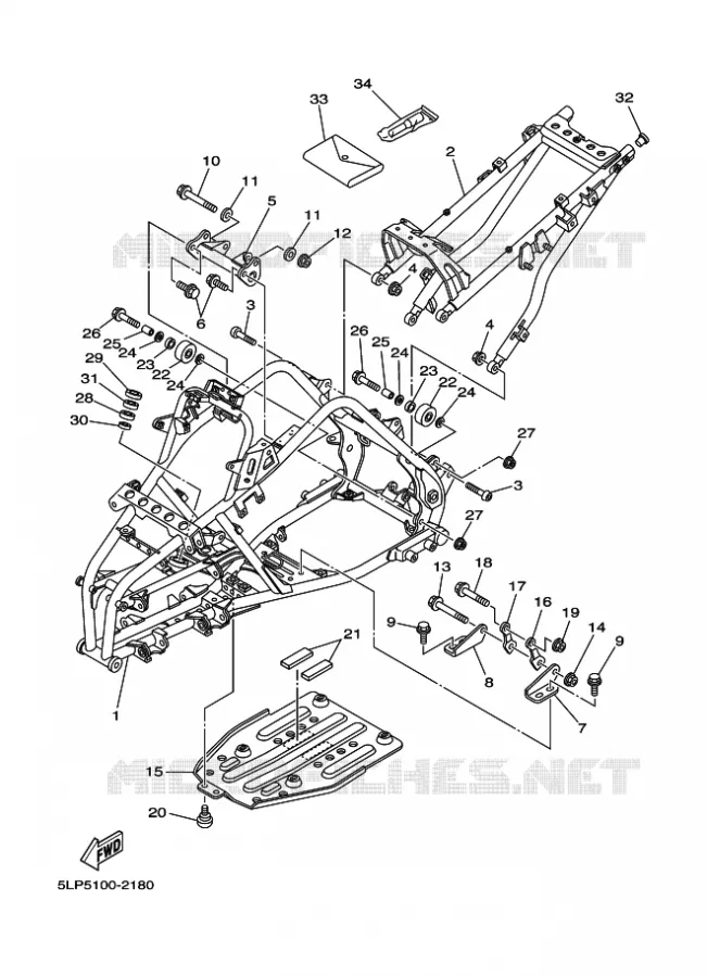 FRAME Yamaha QUAD 660 2003 RAPTOR  YFM660R YFM660RR