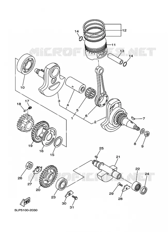 CRANKSHAFT / PISTON Yamaha QUAD 660 2005 RAPTOR  YFM660R YFM660RT