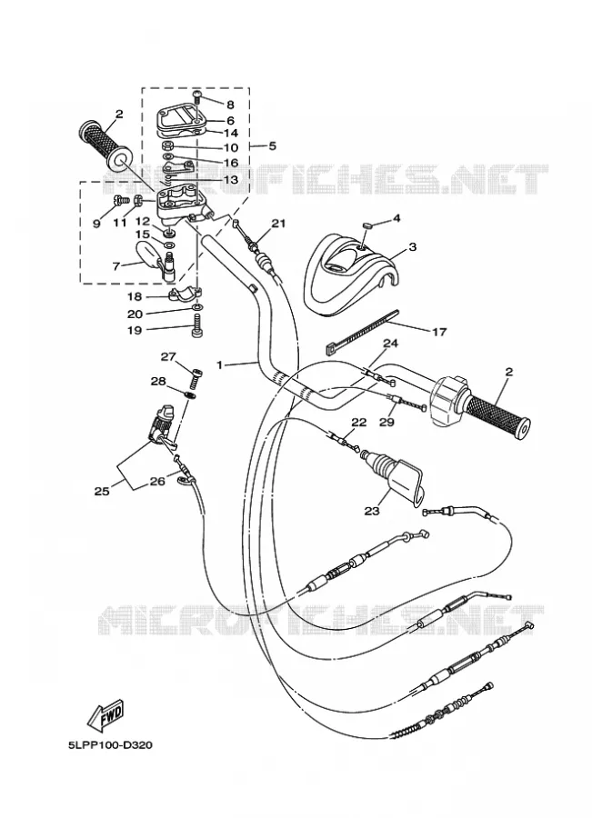 HANDLEBAR & CABLES Yamaha QUAD 660 2005 RAPTOR  YFM660R YFM660RT