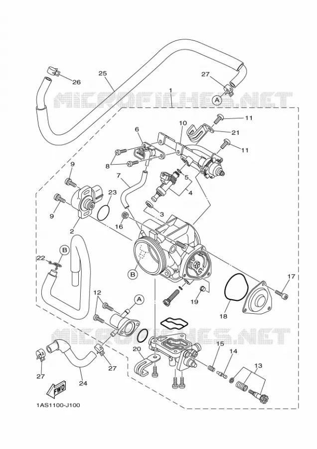 THROTTLE BODY Yamaha QUAD 700 2010 RAPTOR  YFM700R SE