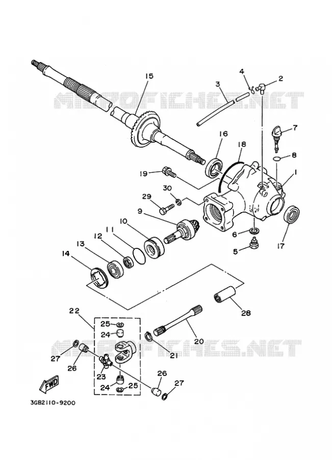 FINAL DRIVE SHAFT / GEAR COUPLING Yamaha QUAD 80 2003 RAPTOR  YFM80W YFM80WR