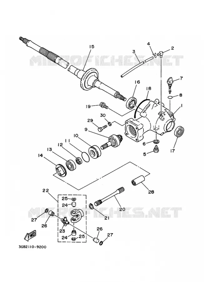 FINAL DRIVE SHAFT / GEAR COUPLING Yamaha QUAD 80 2005 RAPTOR  YFM80W YFM80RT