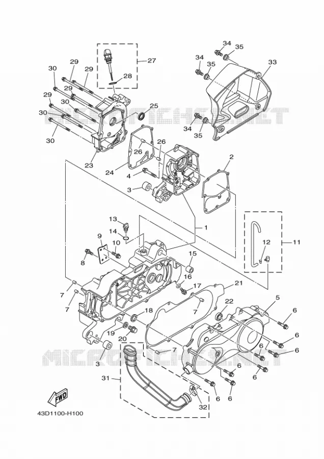 CRANKCASE Yamaha QUAD 90 2012 RAPTOR  YFM90R