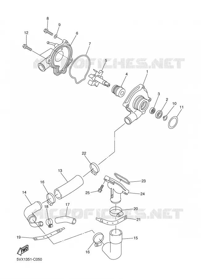 WATERPUMP / HOSES Yamaha MOTO 600 2007 FAZER ABS  FZ6-SA