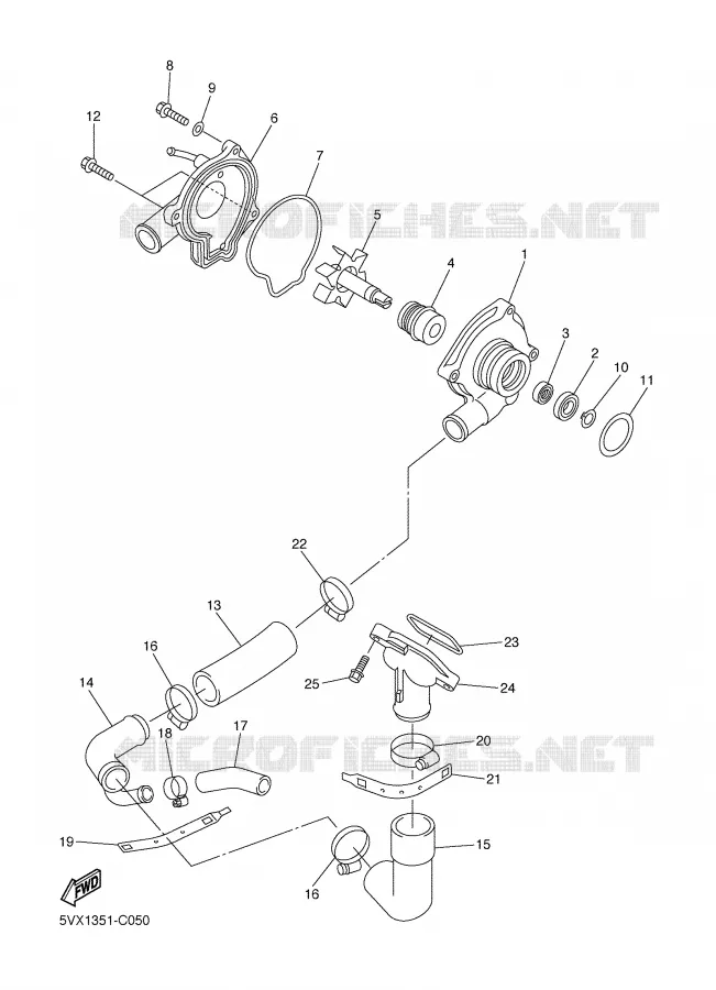 WATERPUMP / HOSES Yamaha MOTO 600 2008 FAZER S2  FZ6-SHGX