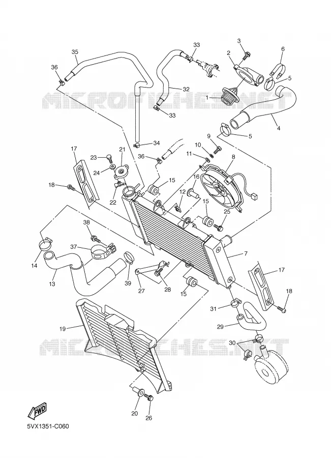RADIATOR / HOSES Yamaha MOTO 600 2006 FAZER  FZ6-SS
