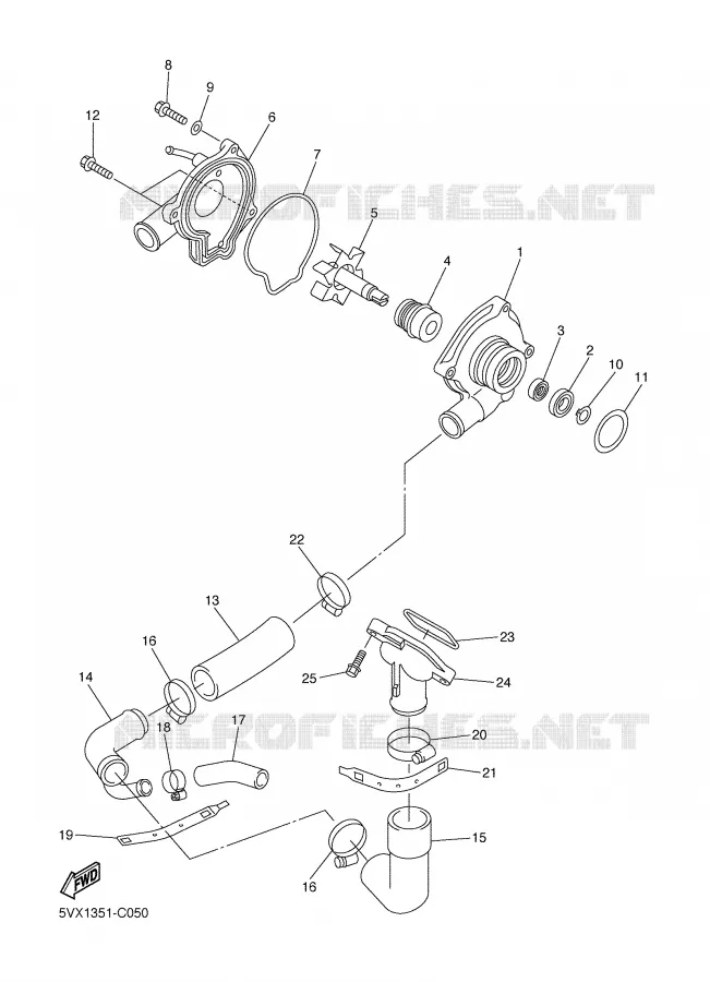 WATERPUMP / HOSES Yamaha MOTO 600 2006 FAZER  FZ6-SV