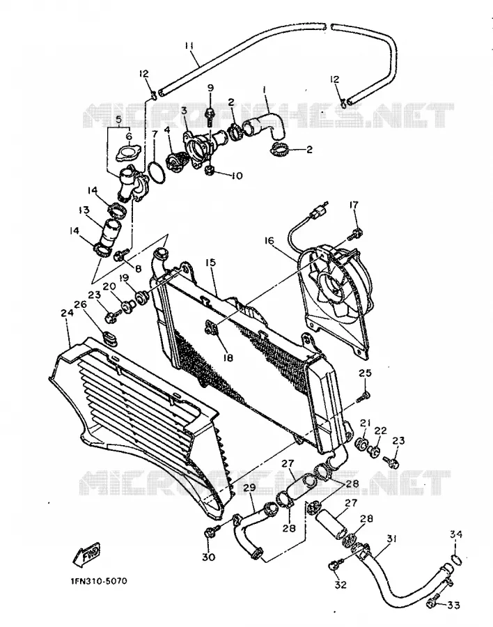 RADIATOR / HOSES Yamaha MOTO 750 1986 FZ  FZ750