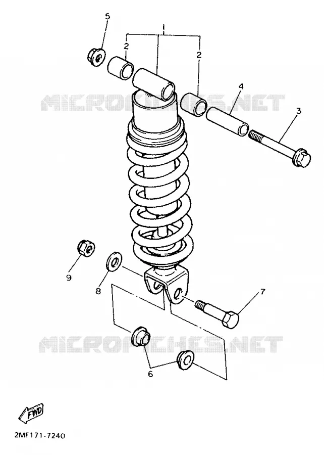 REAR SHOCK ABSORBER Yamaha MOTO 750 1987 FZ  FZ750