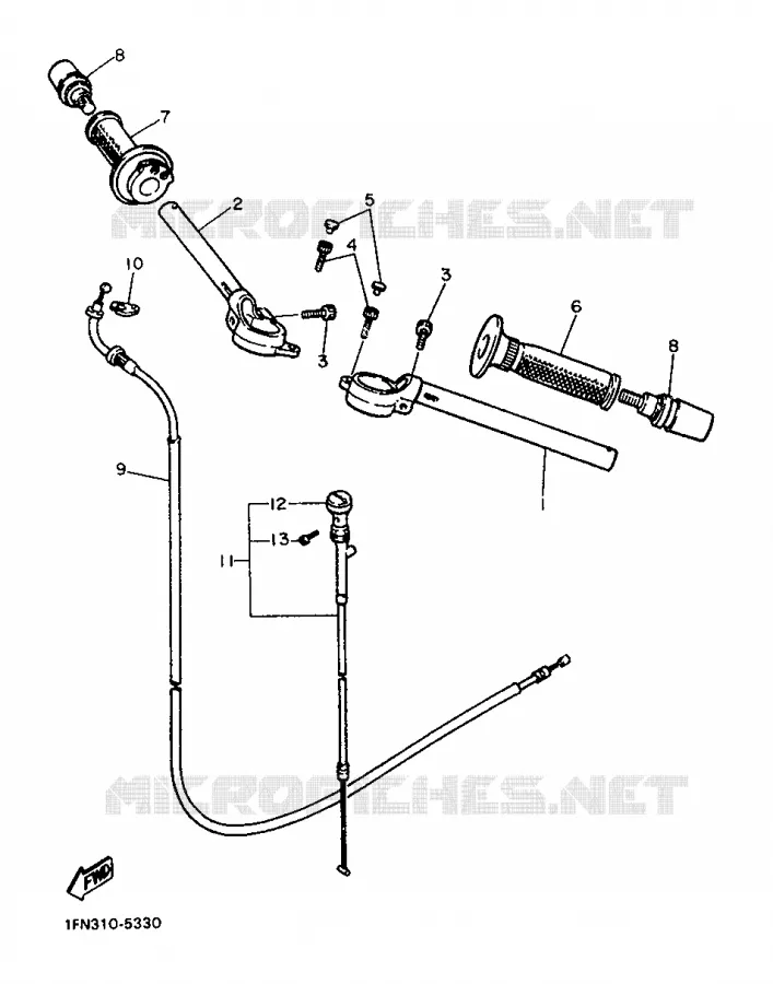 HANDLEBAR & CABLES Yamaha MOTO 750 1987 FZ  FZ750