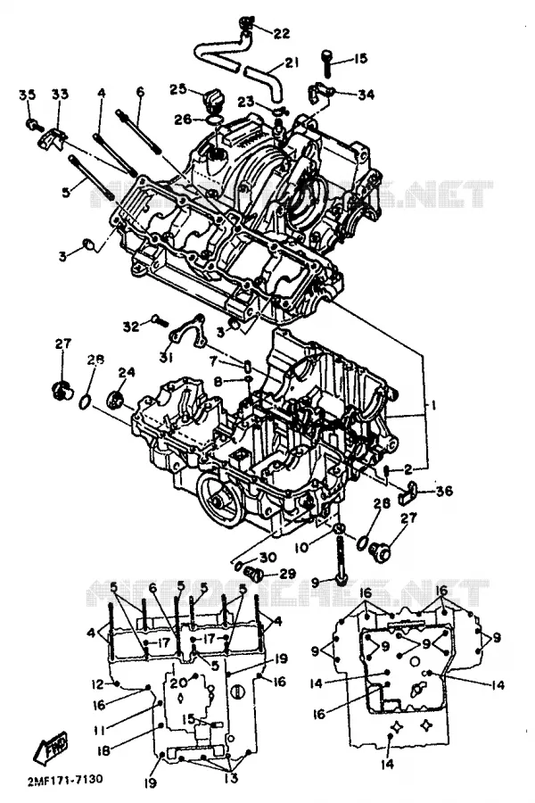 CRANKCASE Yamaha MOTO 750 1987 FZ  FZ750