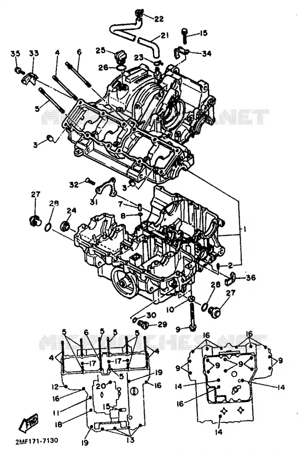 CRANKCASE Yamaha MOTO 750 1987 FZ  FZ750