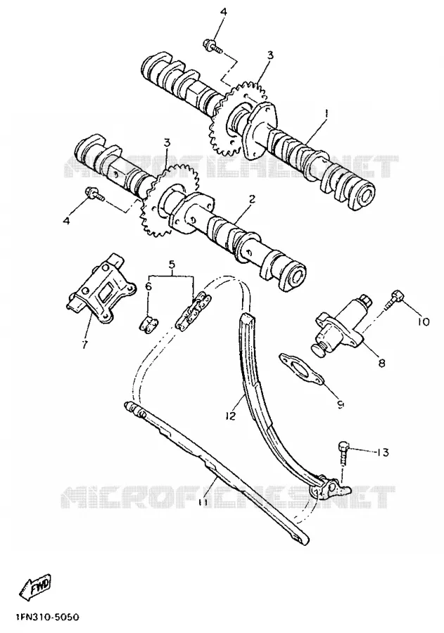CAMSHAFT / TIMING CHAIN Yamaha MOTO 750 1988 FZ  FZ750 GENESIS