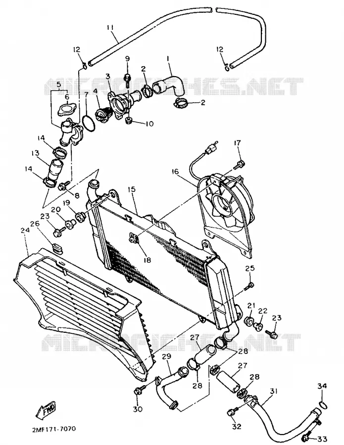 RADIATOR / HOSES Yamaha MOTO 750 1989 FZ  FZ750