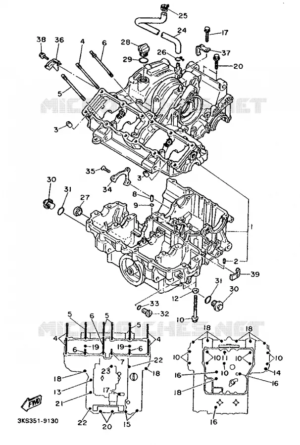CRANKCASE Yamaha MOTO 750 1989 FZ  FZ750