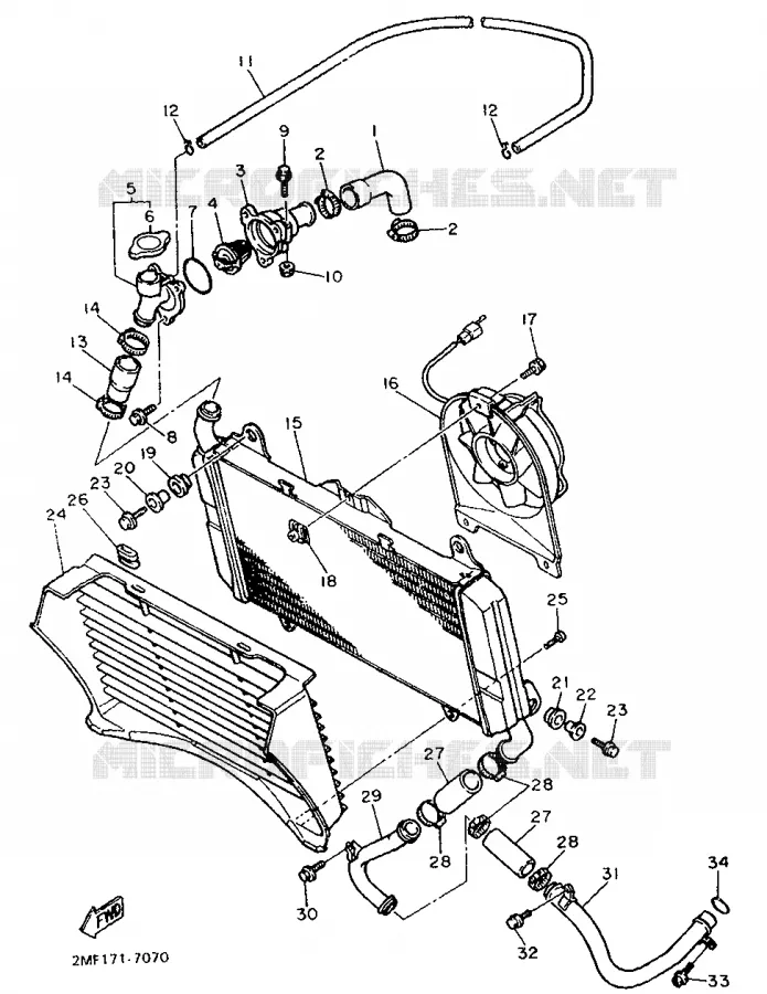 RADIATOR / HOSES Yamaha MOTO 750 1989 FZ  FZ750