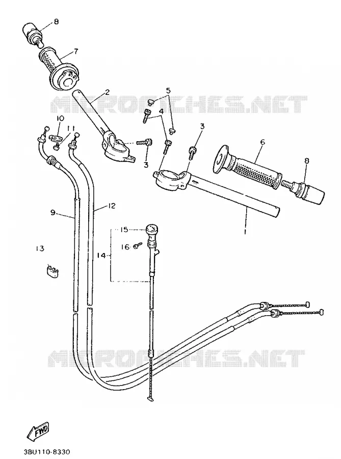 HANDLEBAR & CABLES Yamaha MOTO 750 1990 FZ  FZ750
