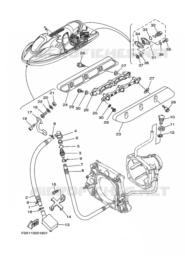 HULL & DECK Yamaha WAVERUNNER 1200 2001 ENGINE  ENG FOR GP1200