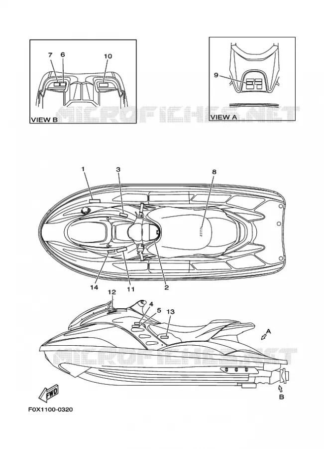 LABEL 3 Yamaha WAVERUNNER 1200 2000 ENGINE  ENG FOR GP1200