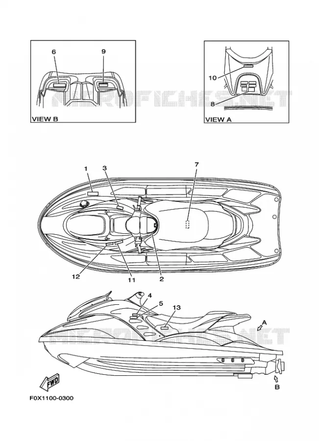 LABEL Yamaha WAVERUNNER 1200 2000 ENGINE  ENG FOR GP1200