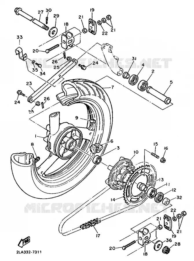 REAR WHEEL Yamaha MOTO 1000 1987 FZR  FZR1000