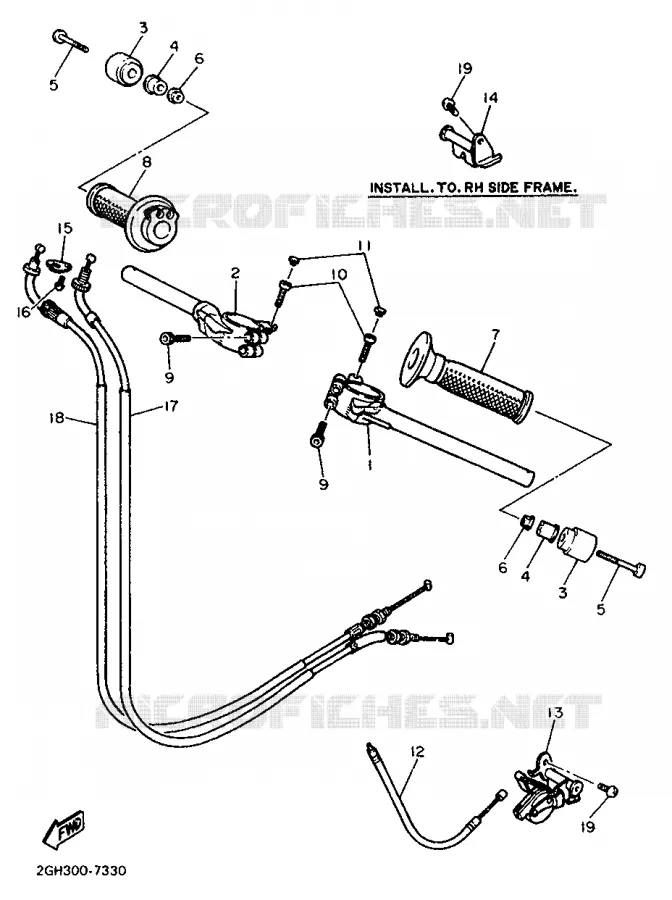 HANDLEBAR & CABLES Yamaha MOTO 1000 1987 FZR  FZR1000