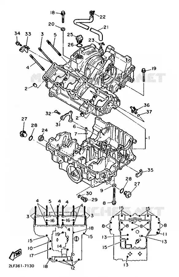 CRANKCASE Yamaha MOTO 1000 1988 FZR  FZR1000