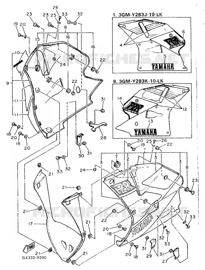 COVER 2 Yamaha MOTO 1000 1989 FZR  FZR1000