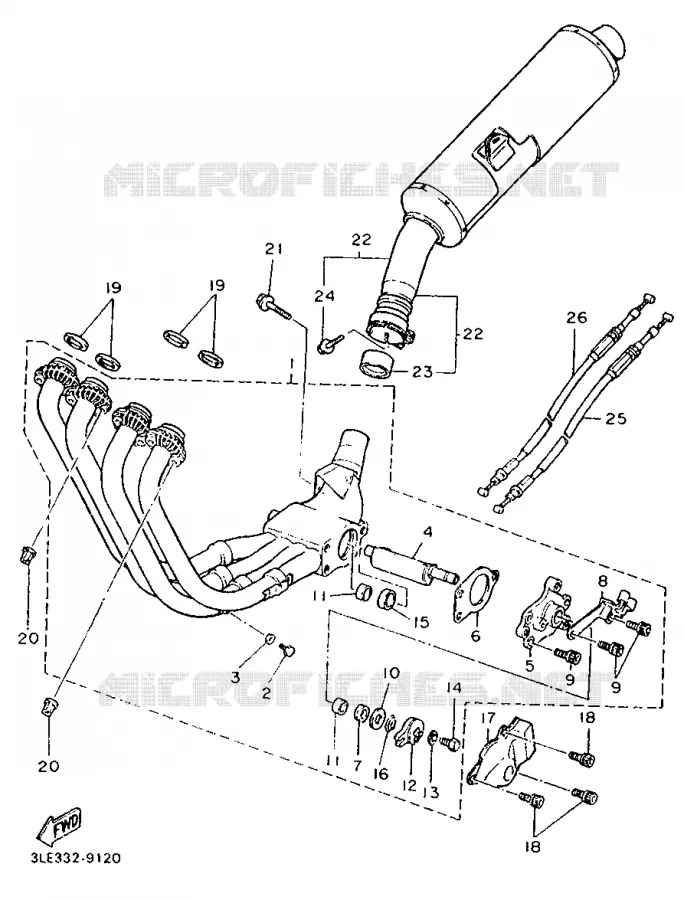 EXHAUST Yamaha MOTO 1000 1989 FZR  FZR1000