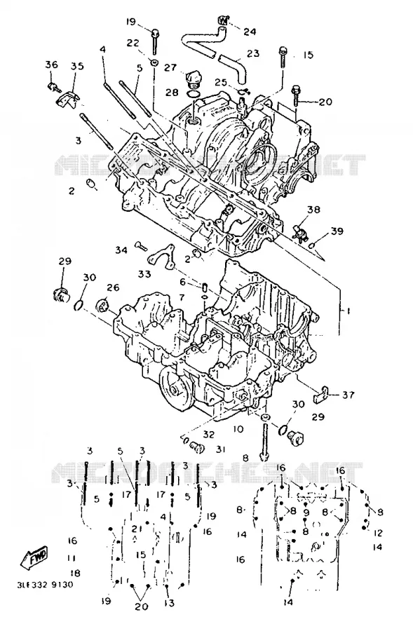 CRANKCASE Yamaha MOTO 1000 1989 FZR  FZR1000