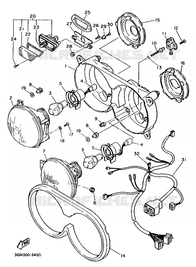 HEADLIGHT Yamaha MOTO 1000 1989 FZR  FZR1000