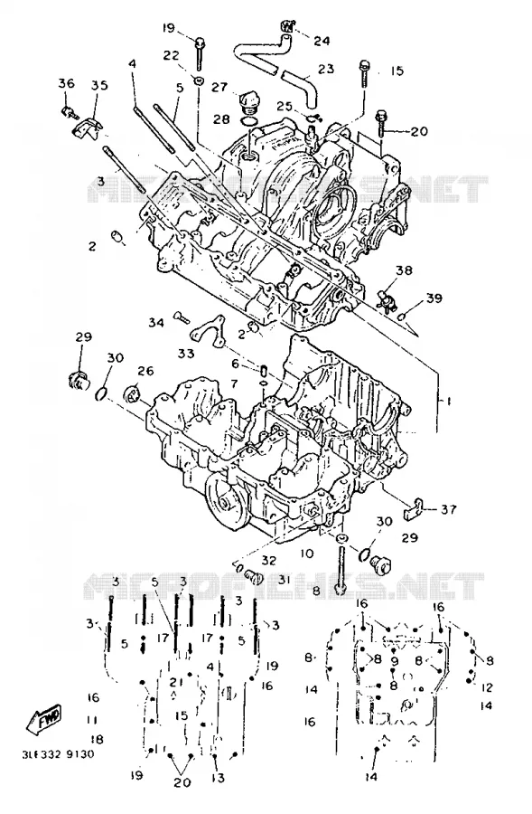 CRANKCASE Yamaha MOTO 1000 1989 FZR  FZR1000