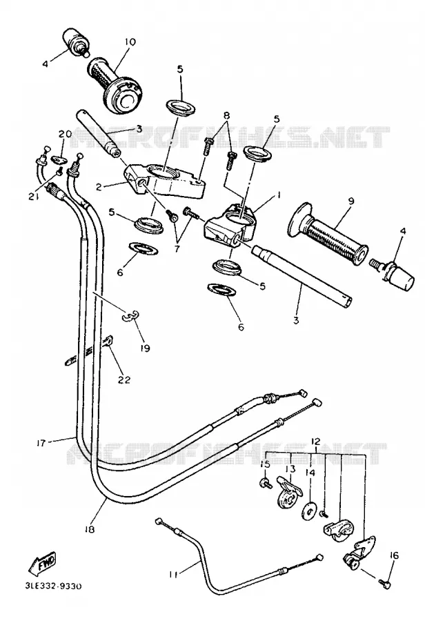 HANDLEBAR & CABLES Yamaha MOTO 1000 1990 FZR  FZR1000