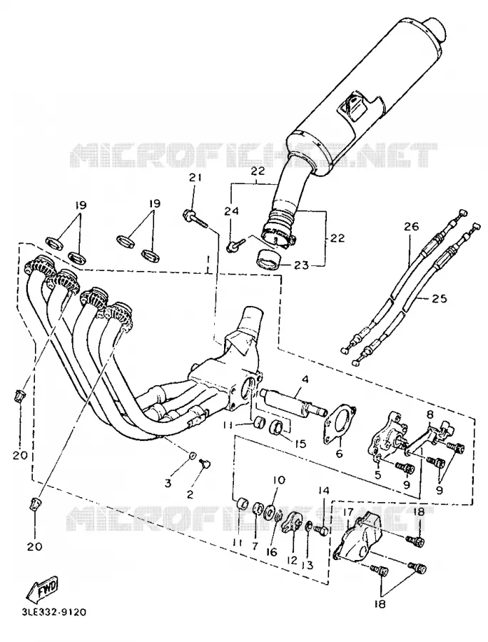EXHAUST Yamaha MOTO 1000 1990 FZR  FZR1000