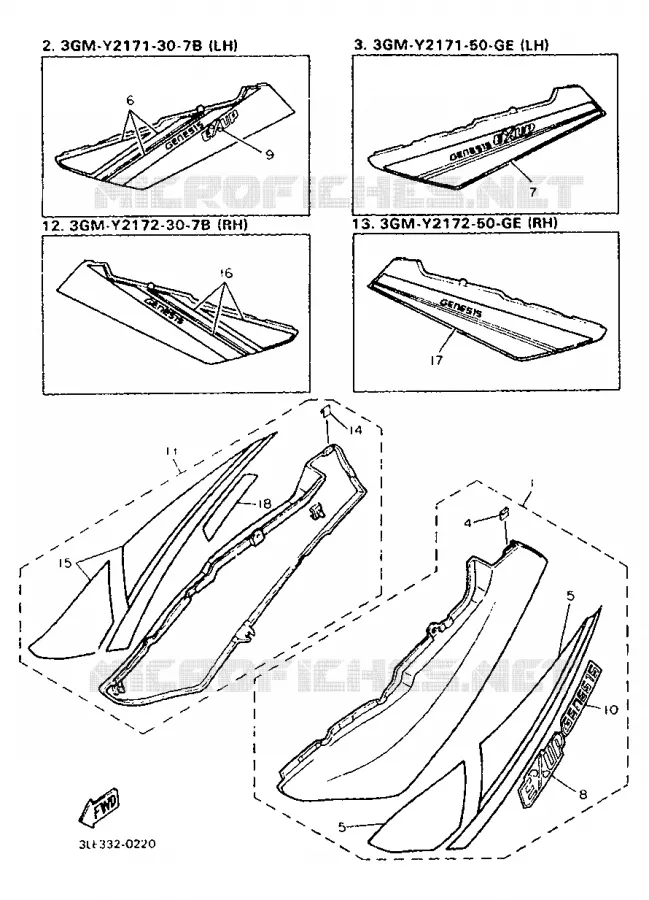 SIDE COVER Yamaha MOTO 1000 1990 FZR  FZR1000