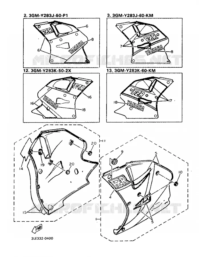 COVER 2 Yamaha MOTO 1000 1990 FZR  FZR1000