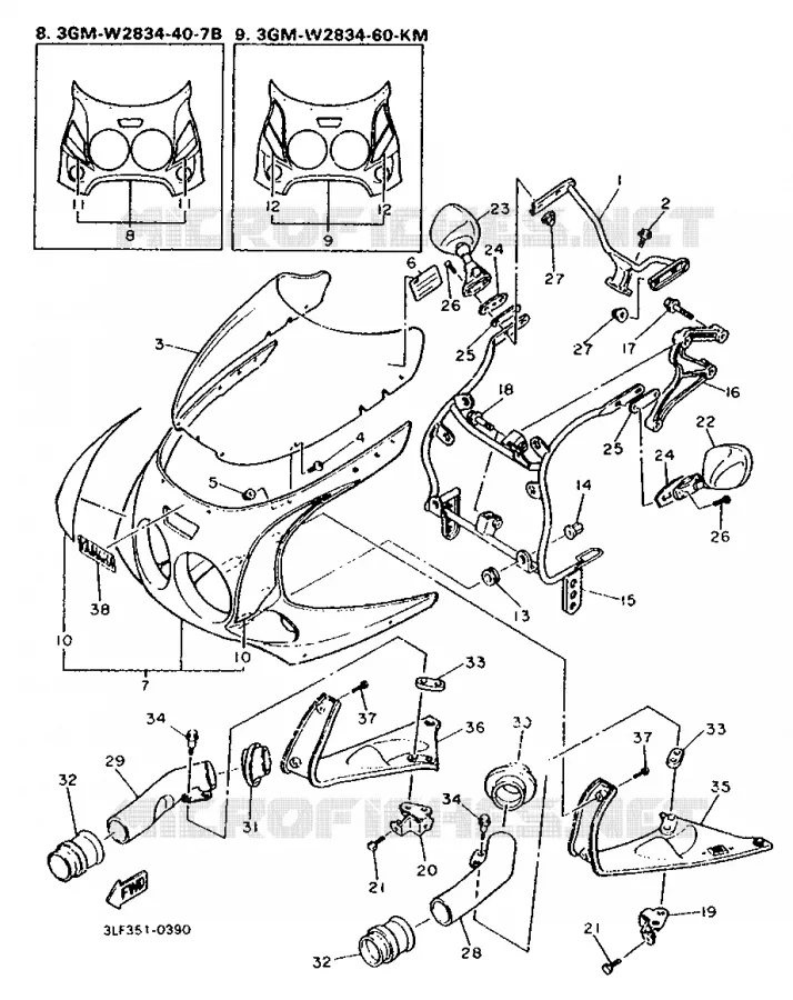 COVER 1 Yamaha MOTO 1000 1990 FZR  FZR1000