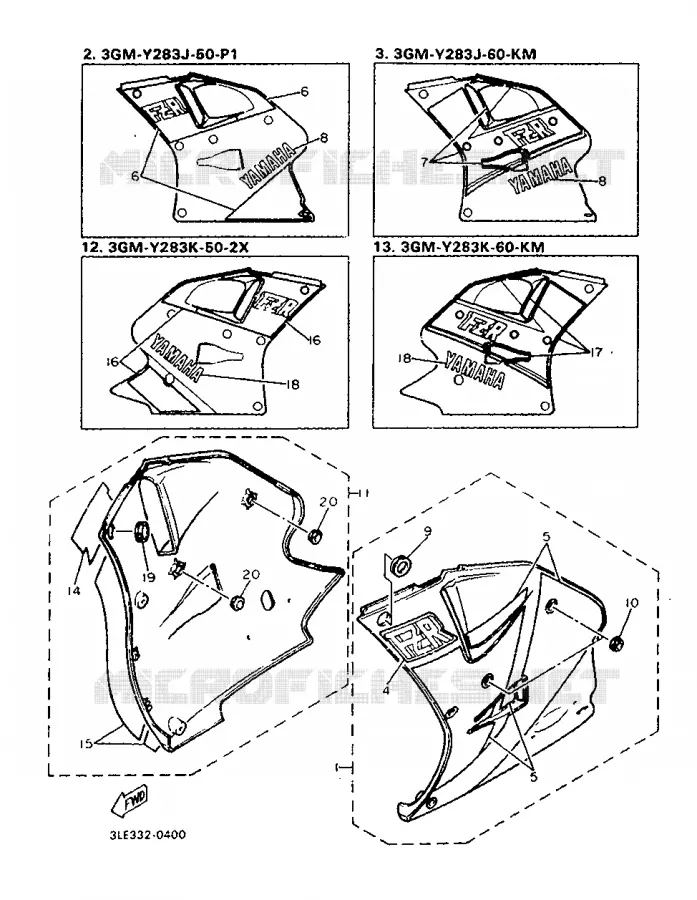 COVER 2 Yamaha MOTO 1000 1990 FZR  FZR1000