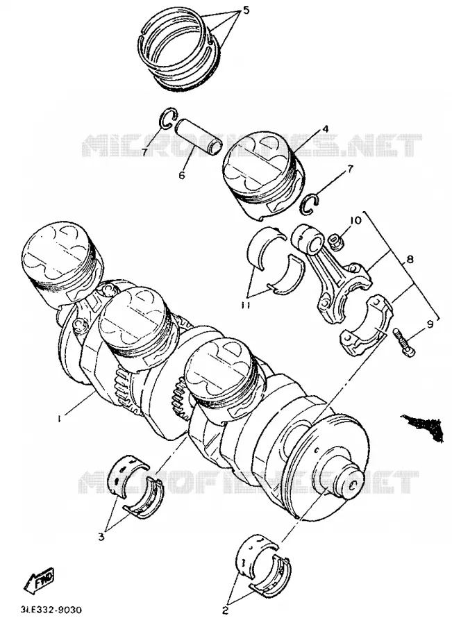 CRANKSHAFT / PISTON Yamaha MOTO 1000 1990 FZR  FZR1000