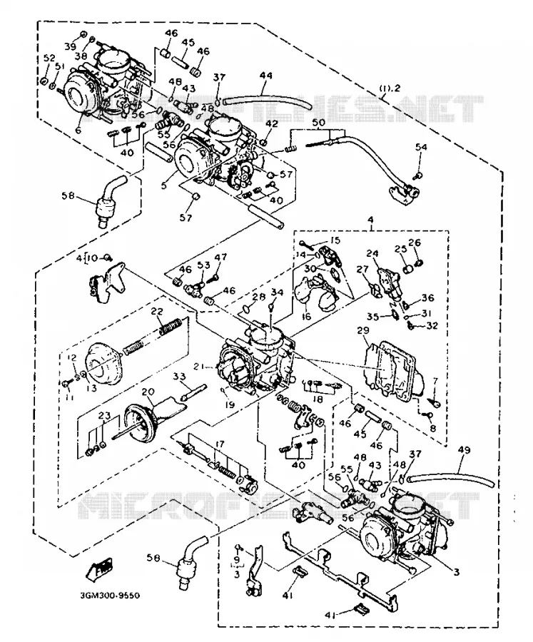 OPTIONAL PARTS - CARBURETOR Yamaha MOTO 1000 1990 FZR  FZR1000