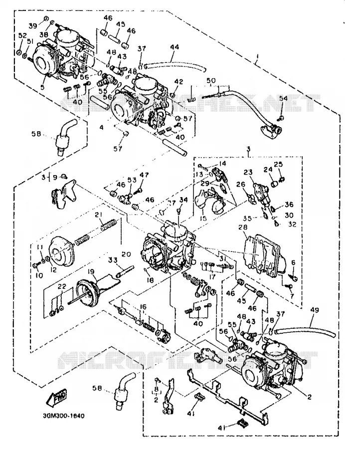 OPTIONAL PARTS - CARBURETOR Yamaha MOTO 1000 1991 FZR  FZR1000