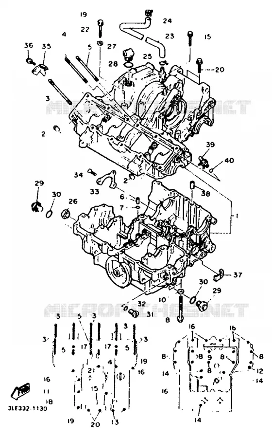 CRANKCASE Yamaha MOTO 1000 1991 FZR  FZR1000