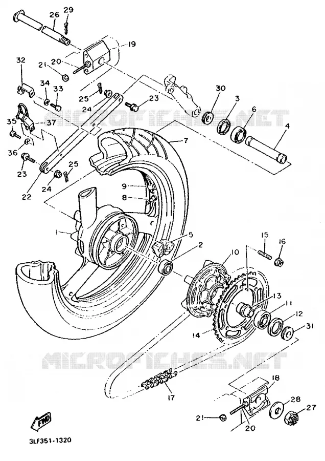 REAR WHEEL Yamaha MOTO 1000 1991 FZR  FZR1000