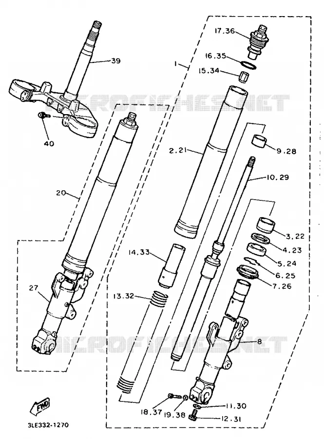 FRONT FORK Yamaha MOTO 1000 1991 FZR  FZR1000