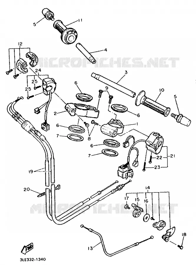 HANDLEBAR & CABLES Yamaha MOTO 1000 1991 FZR  FZR1000