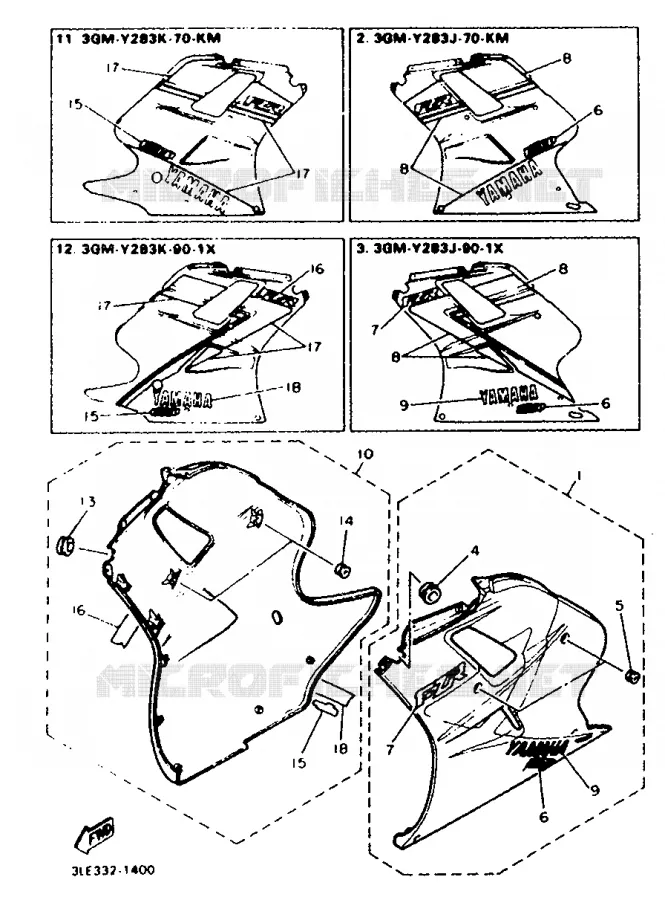 COVER 2 Yamaha MOTO 1000 1991 FZR  FZR1000